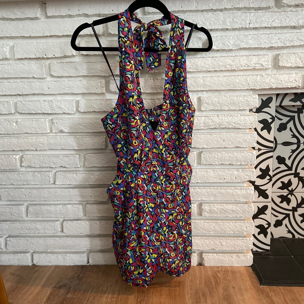 Multicolor Halter Romper with Pockets